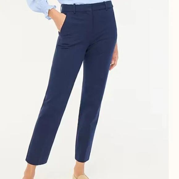 NWOT J. Crew Navy Linen Blend Kallie Pants / Trousers Straight Leg, Size 8 Tall - Picture 2 of 14